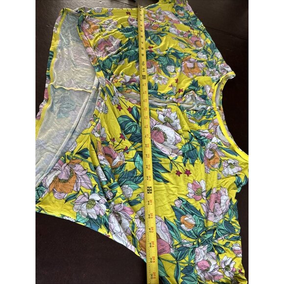 Free People Yellow Floral Long-Sleeve Blouse Tie Detail/Button Closure size M - Picture 9 of 11